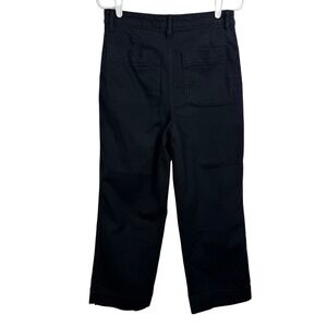 Quince Women's Black Crop Pants 28 High Rise‎ Wide Leg Utility Pockets Casual